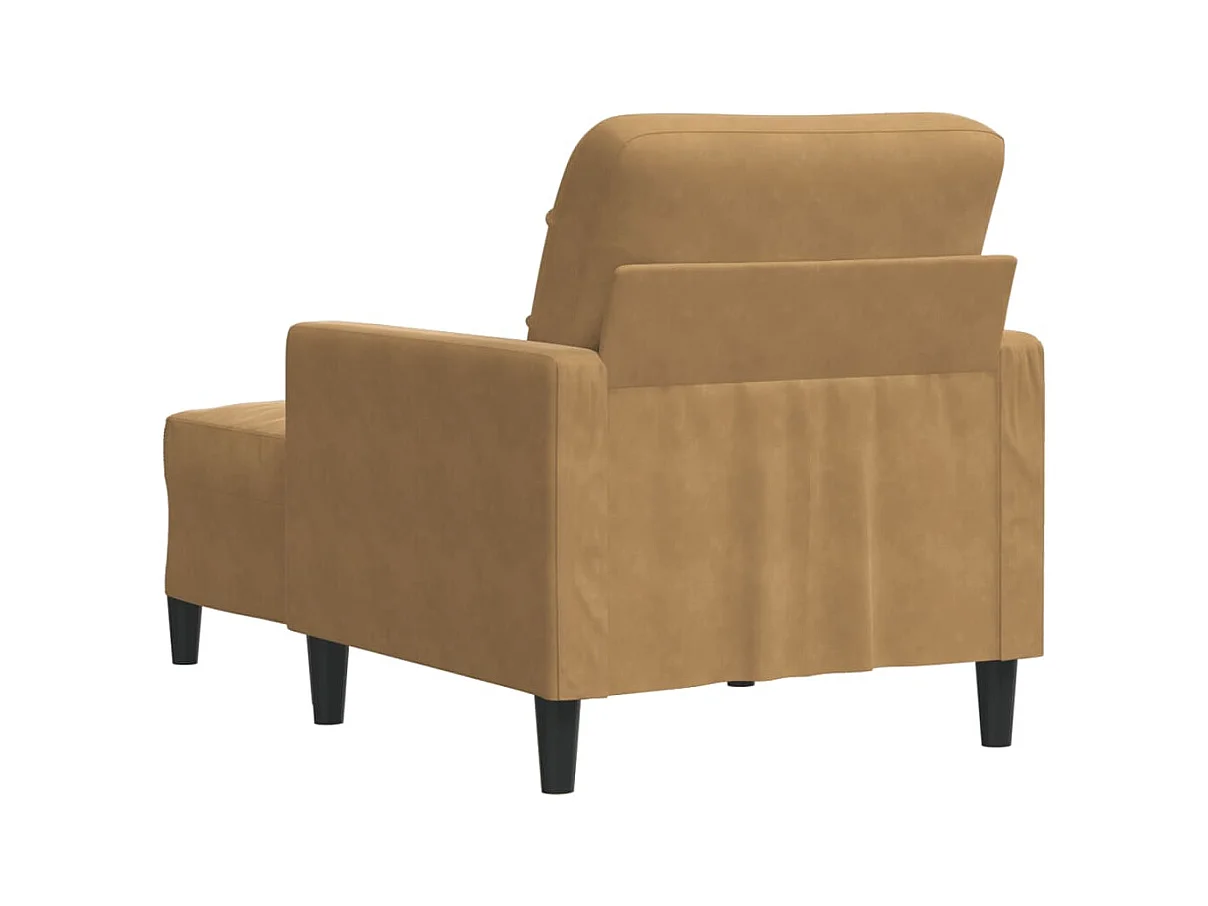 Fauteuil met voetenbank 60 cm fluweel bruin