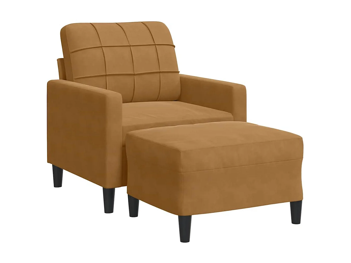 Poltrona con Poggiapiedi Marrone 60 cm in Velluto