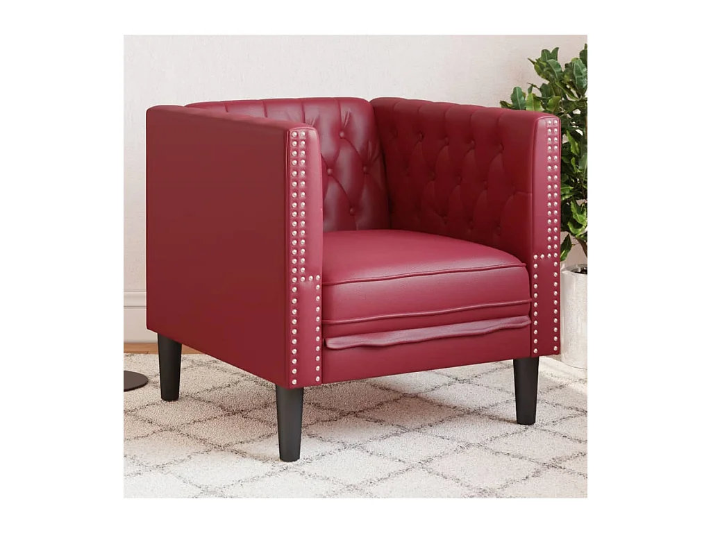 Fauteuil Chesterfield-stijl kunstleer wijnrood