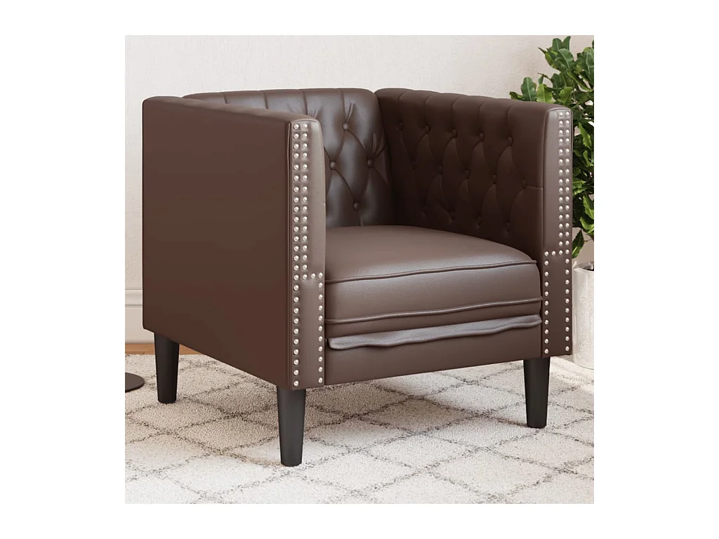 Fauteuil Chesterfield marron similicuir