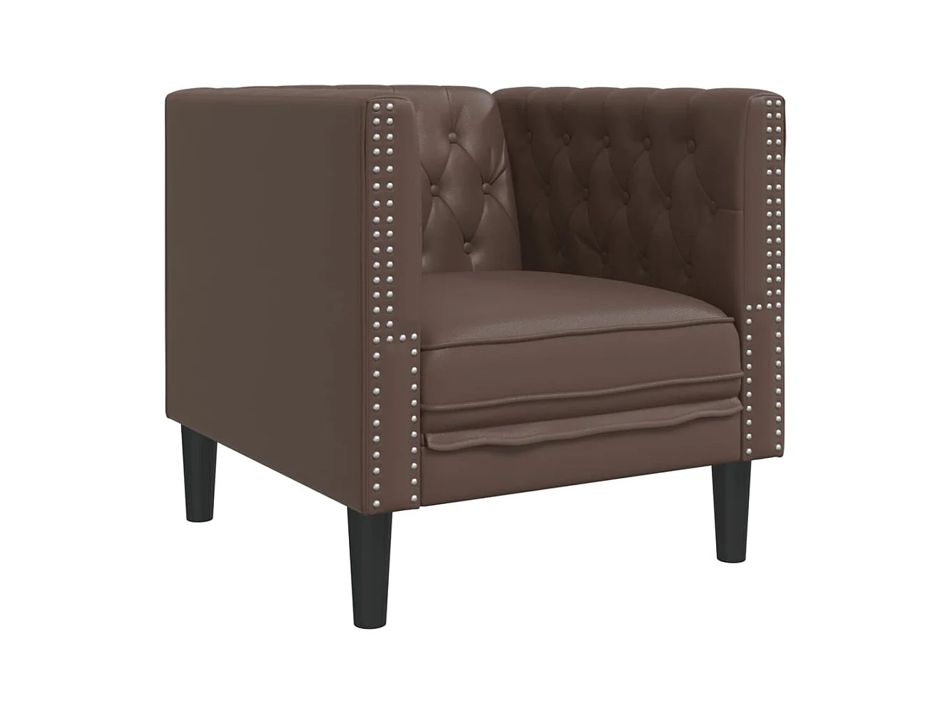 Fauteuil Chesterfield marron similicuir