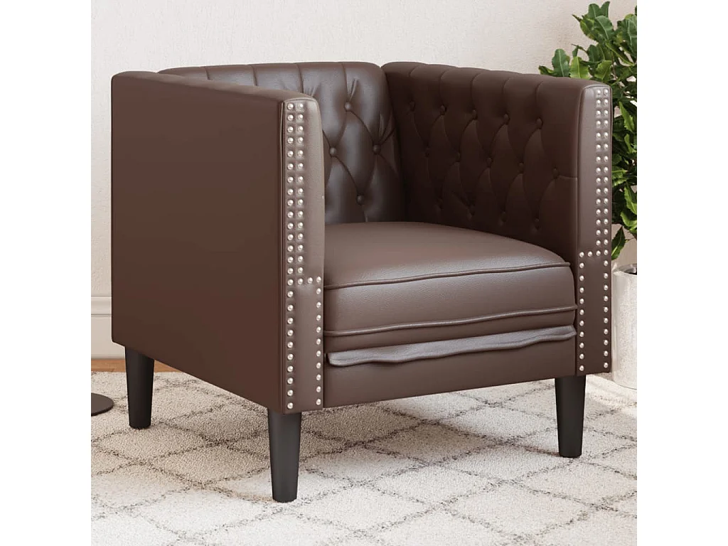 Sofá chesterfield couro artificial castanho