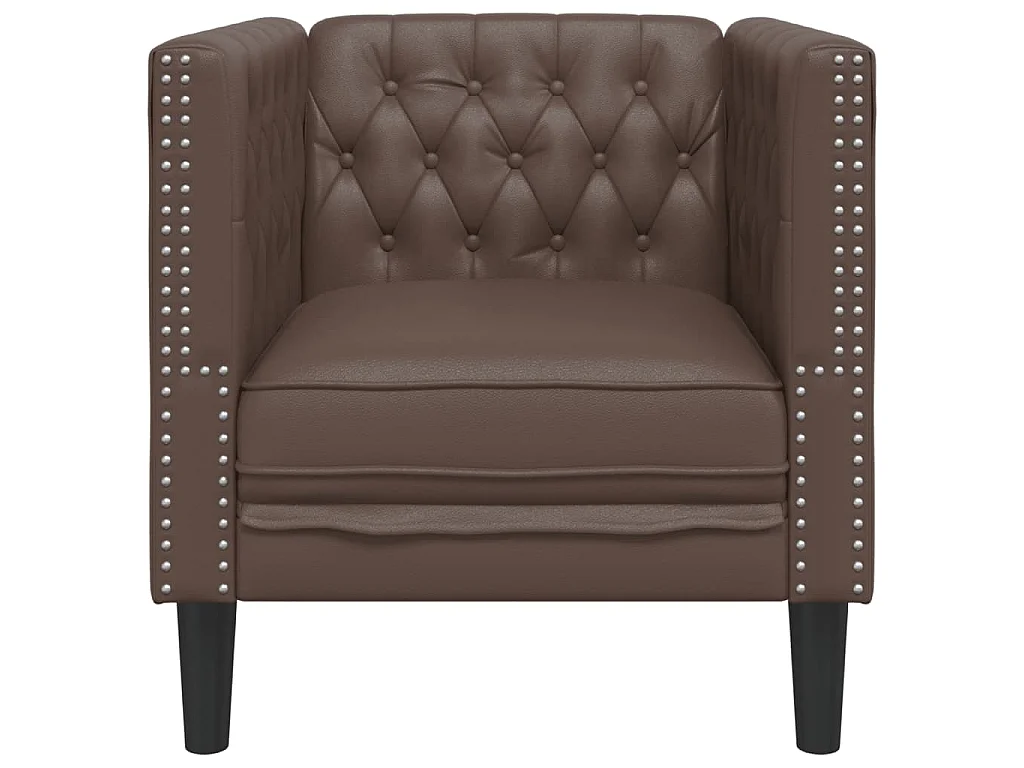 Sofá chesterfield couro artificial castanho
