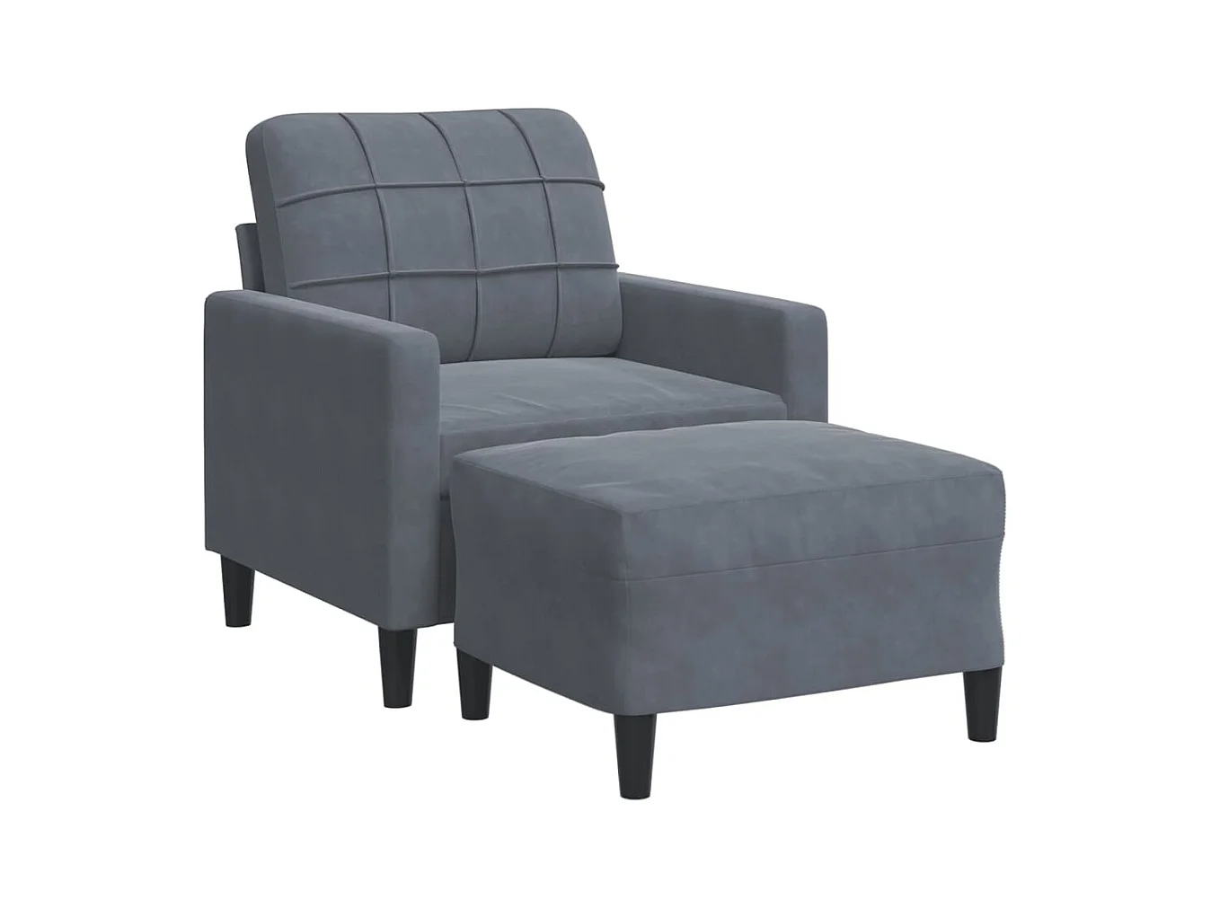 Fauteuil avec repose-pied Gris foncé 60 cm Velours