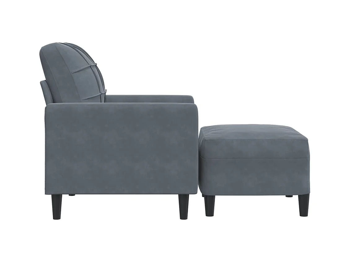 Fauteuil avec repose-pied Gris foncé 60 cm Velours