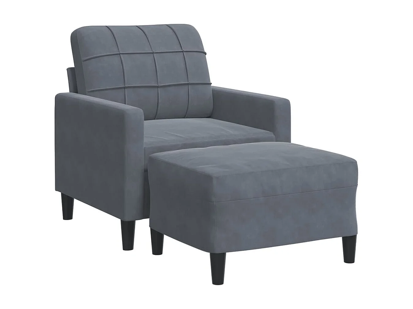 Poltrona con Poggiapiedi Grigio Scuro 60 cm in Velluto