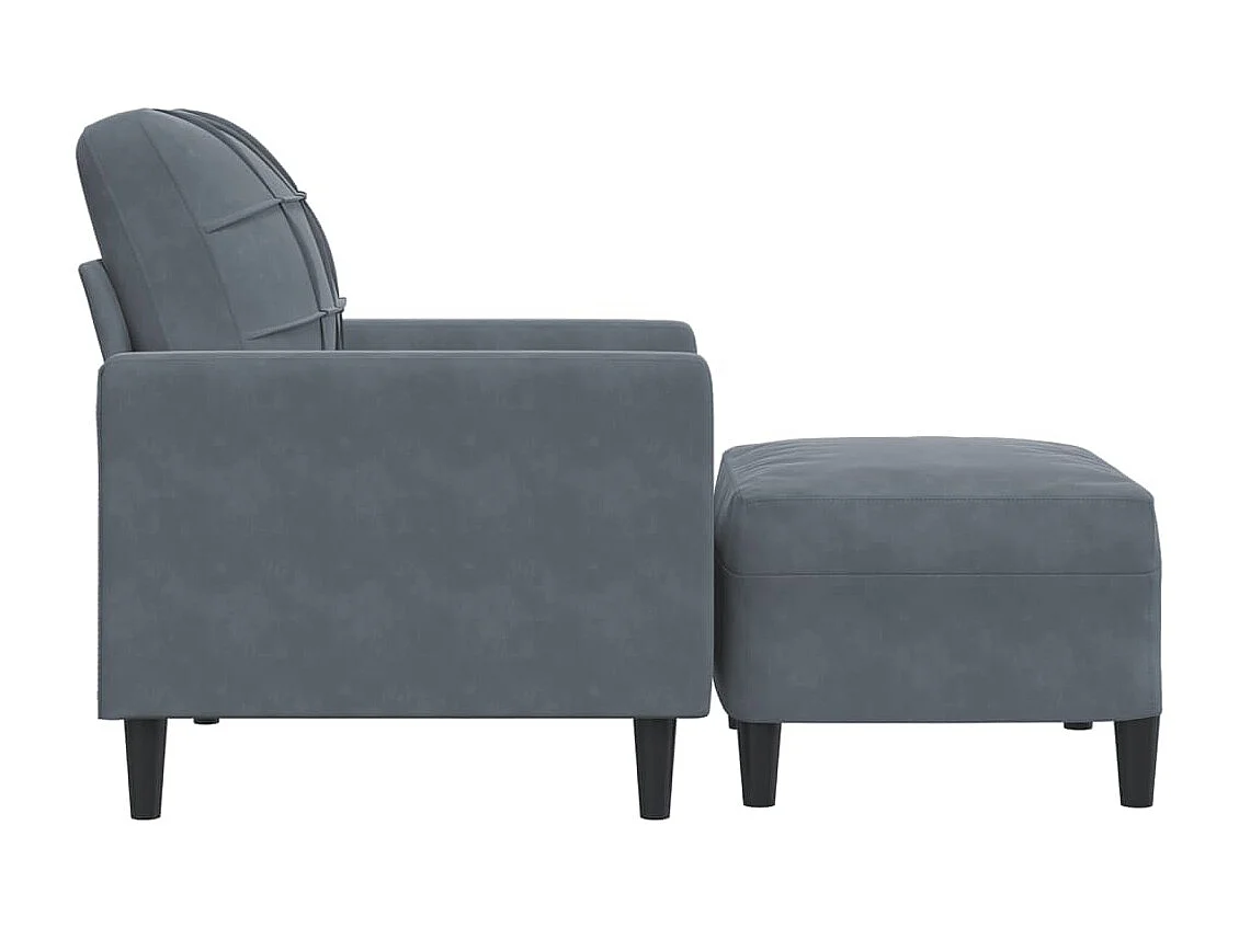 Poltrona con Poggiapiedi Grigio Scuro 60 cm in Velluto