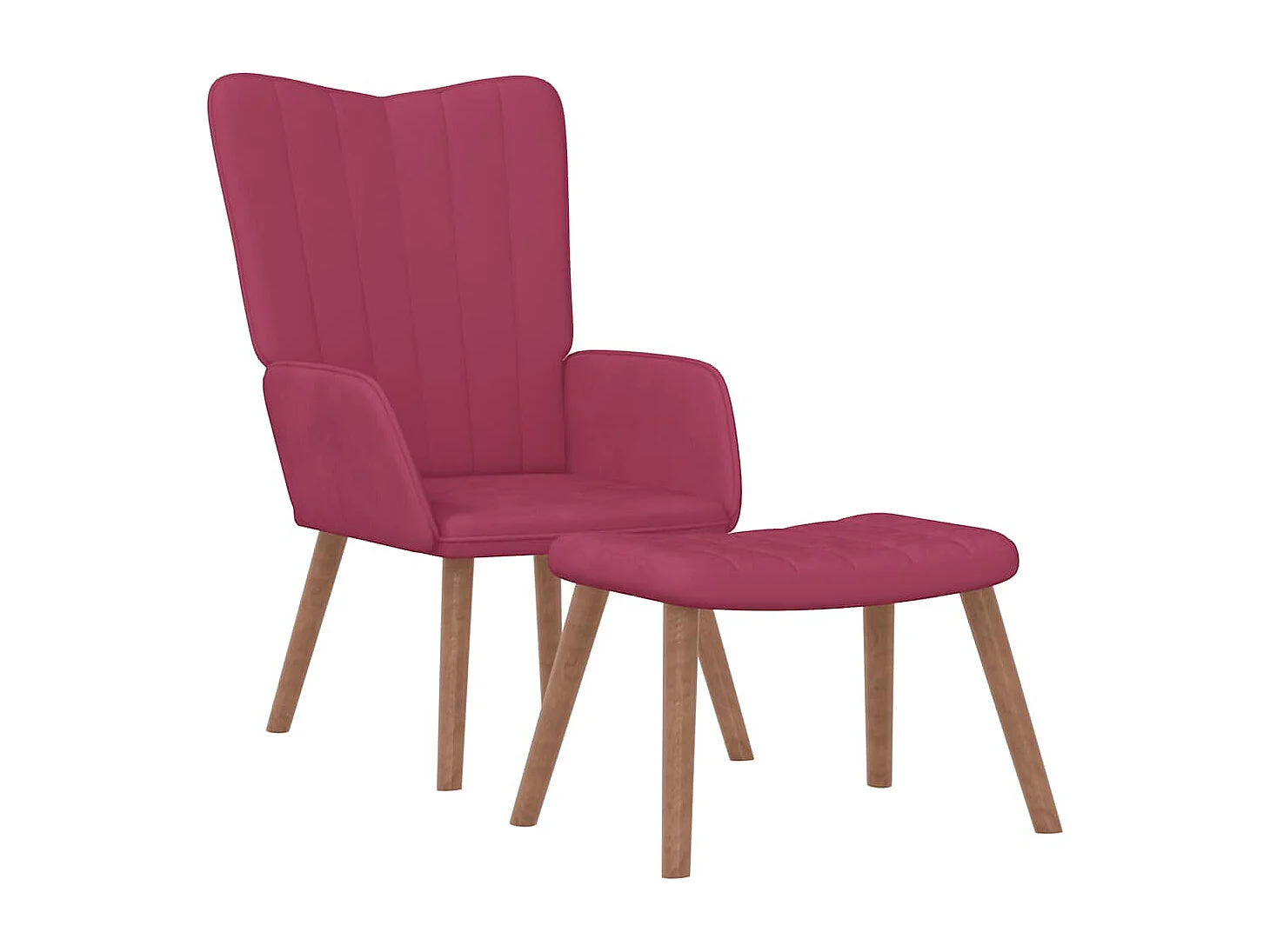 Chaise de relaxation avec repose-pied Rouge bordeaux Velours