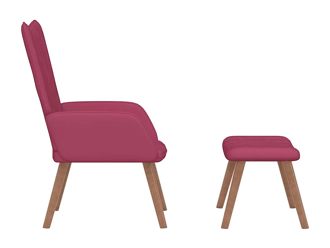 Chaise de relaxation avec repose-pied Rouge bordeaux Velours