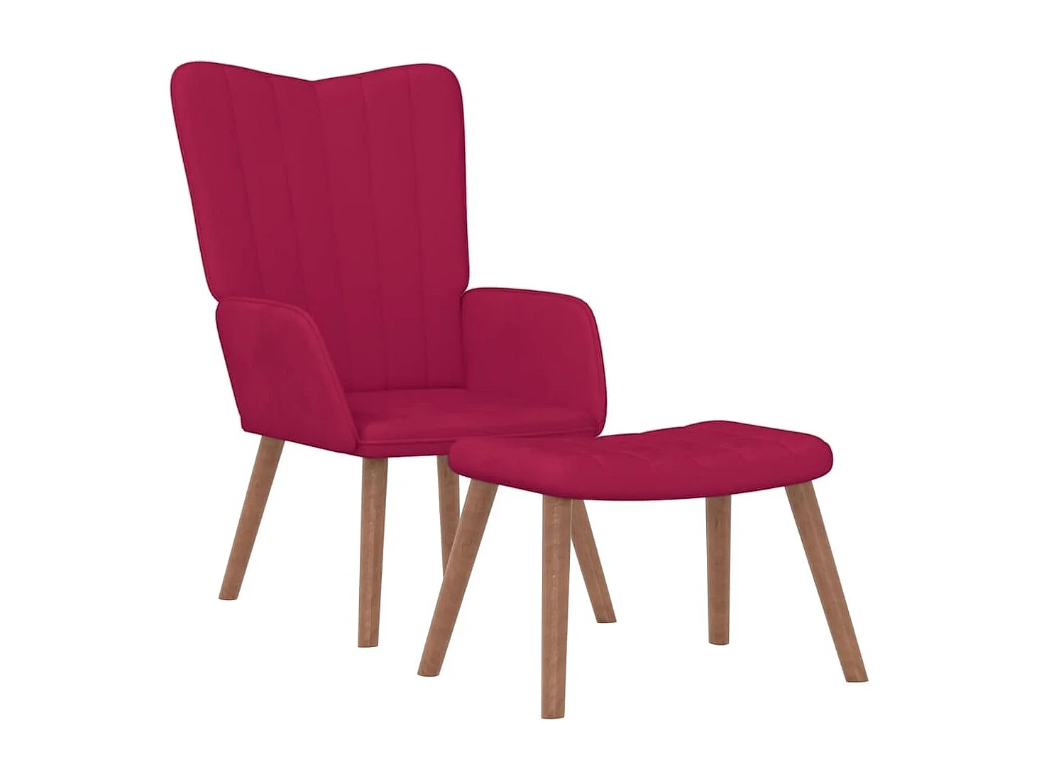 Chaise de relaxation avec repose-pied Rouge bordeaux Velours