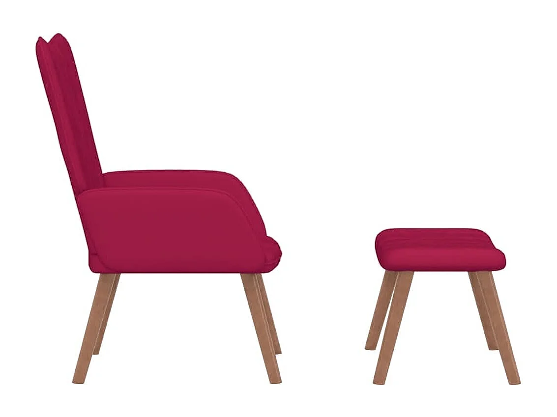Chaise de relaxation avec repose-pied Rouge bordeaux Velours