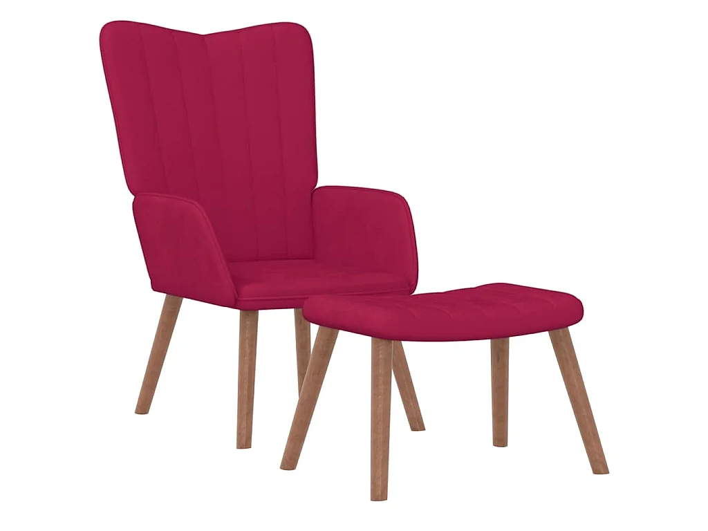 Chaise de relaxation avec repose-pied Rouge bordeaux Velours