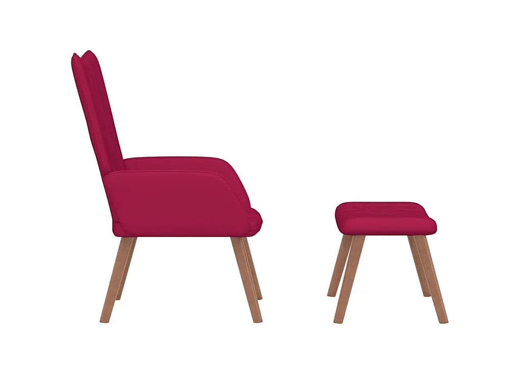 Chaise de relaxation avec repose-pied Rouge bordeaux Velours