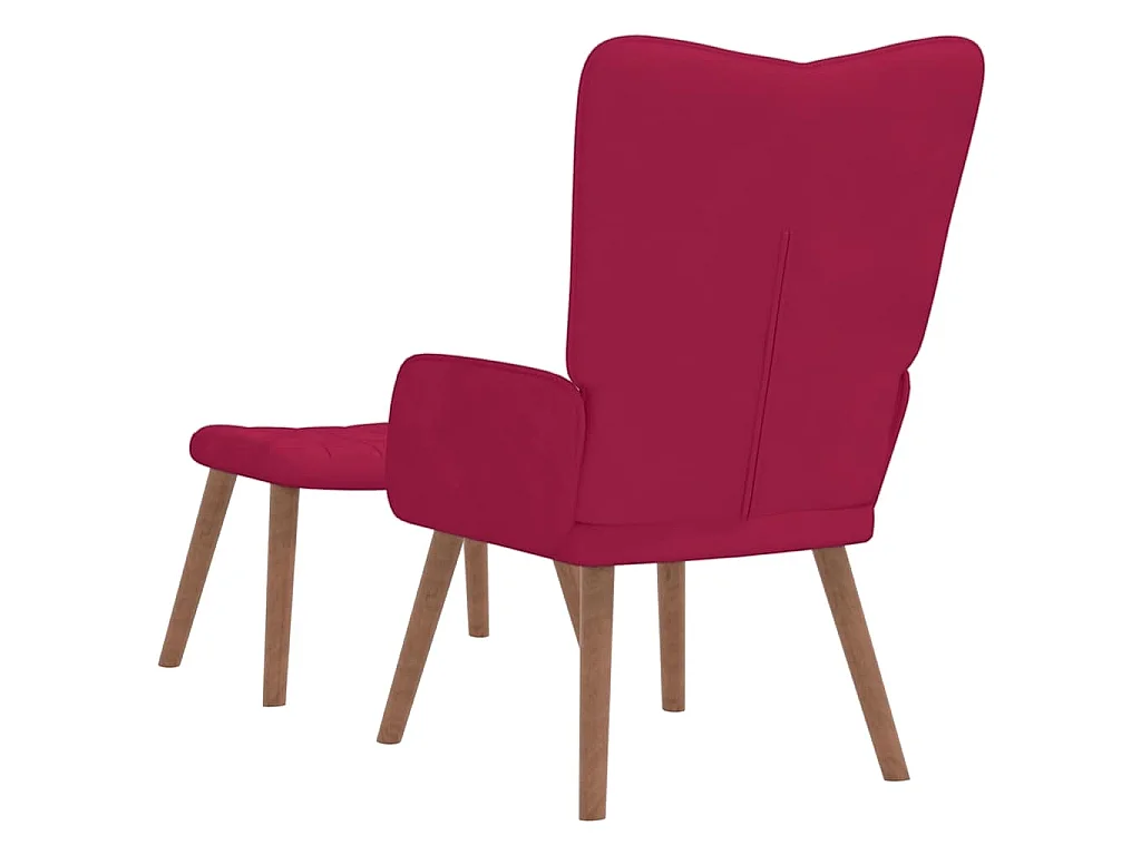 Chaise de relaxation avec repose-pied Rouge bordeaux Velours