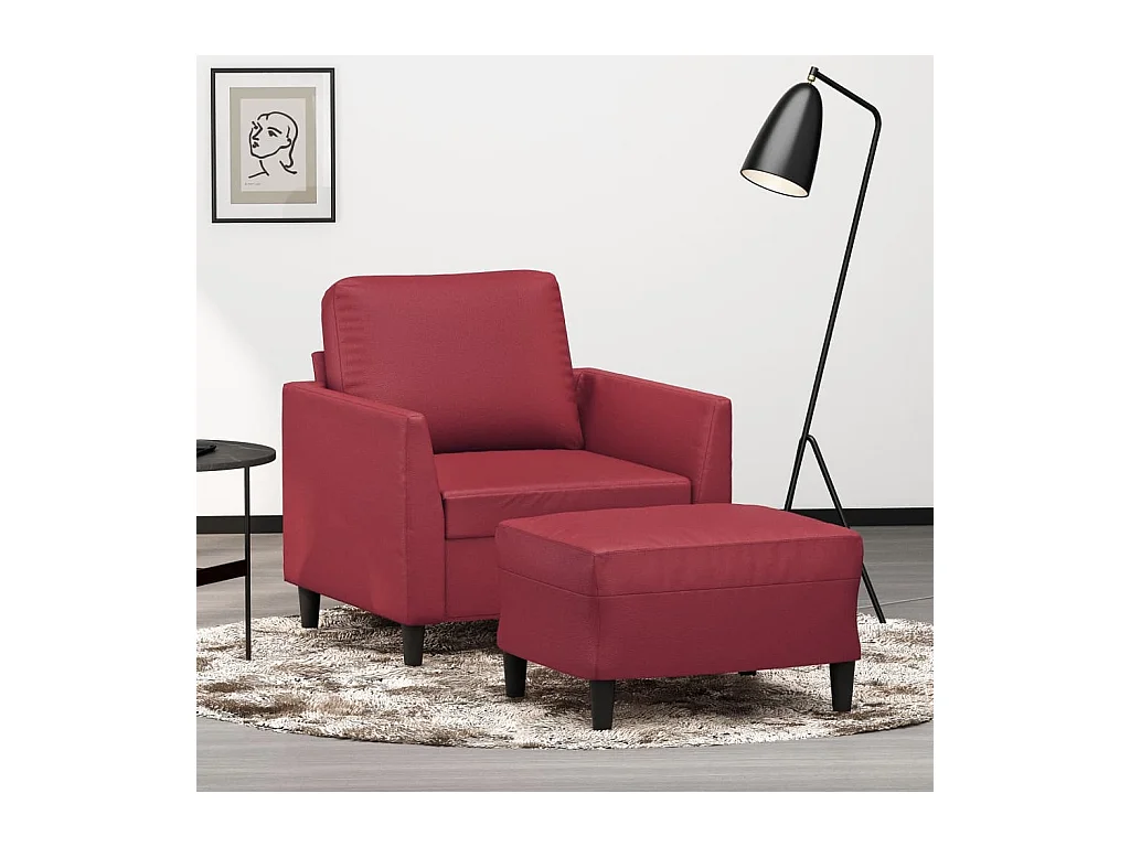 Fauteuil avec repose-pied Rouge bordeaux 60 cm Similicuir