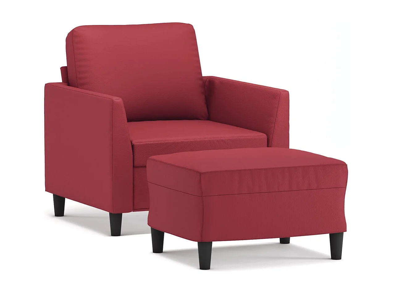 Poltrona con Poggiapiedi Rosso Vino 60 cm in Similpelle