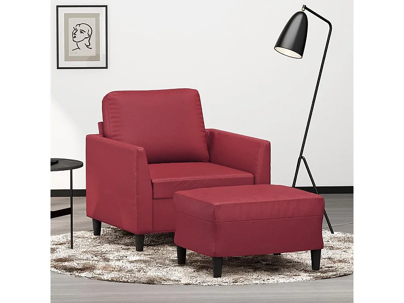 Poltrona con Poggiapiedi Rosso Vino 60 cm in Similpelle