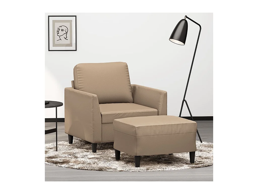 Fauteuil avec repose-pied Cappuccino 60 cm Similicuir