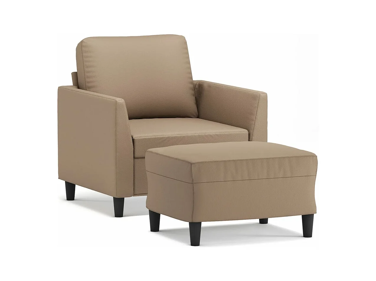 Fauteuil avec repose-pied Cappuccino 60 cm Similicuir