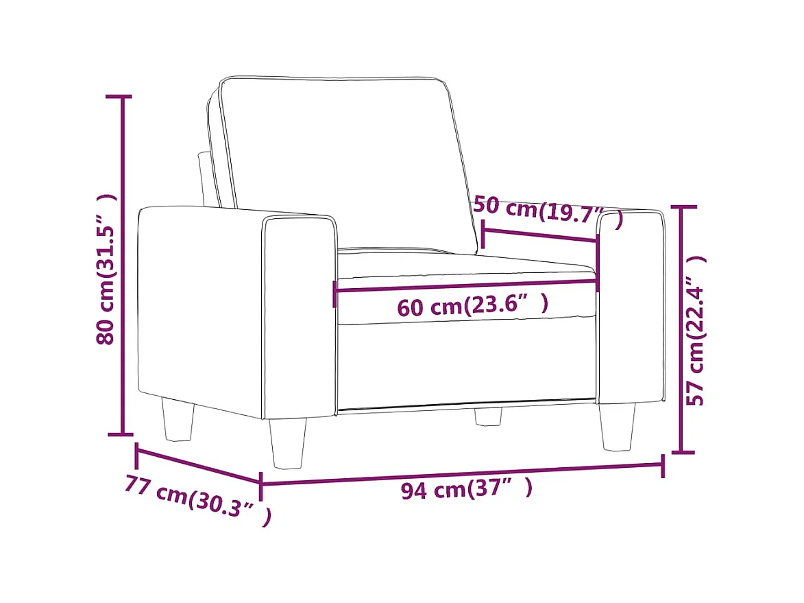 Fauteuil 60 cm stof crèmekleurig