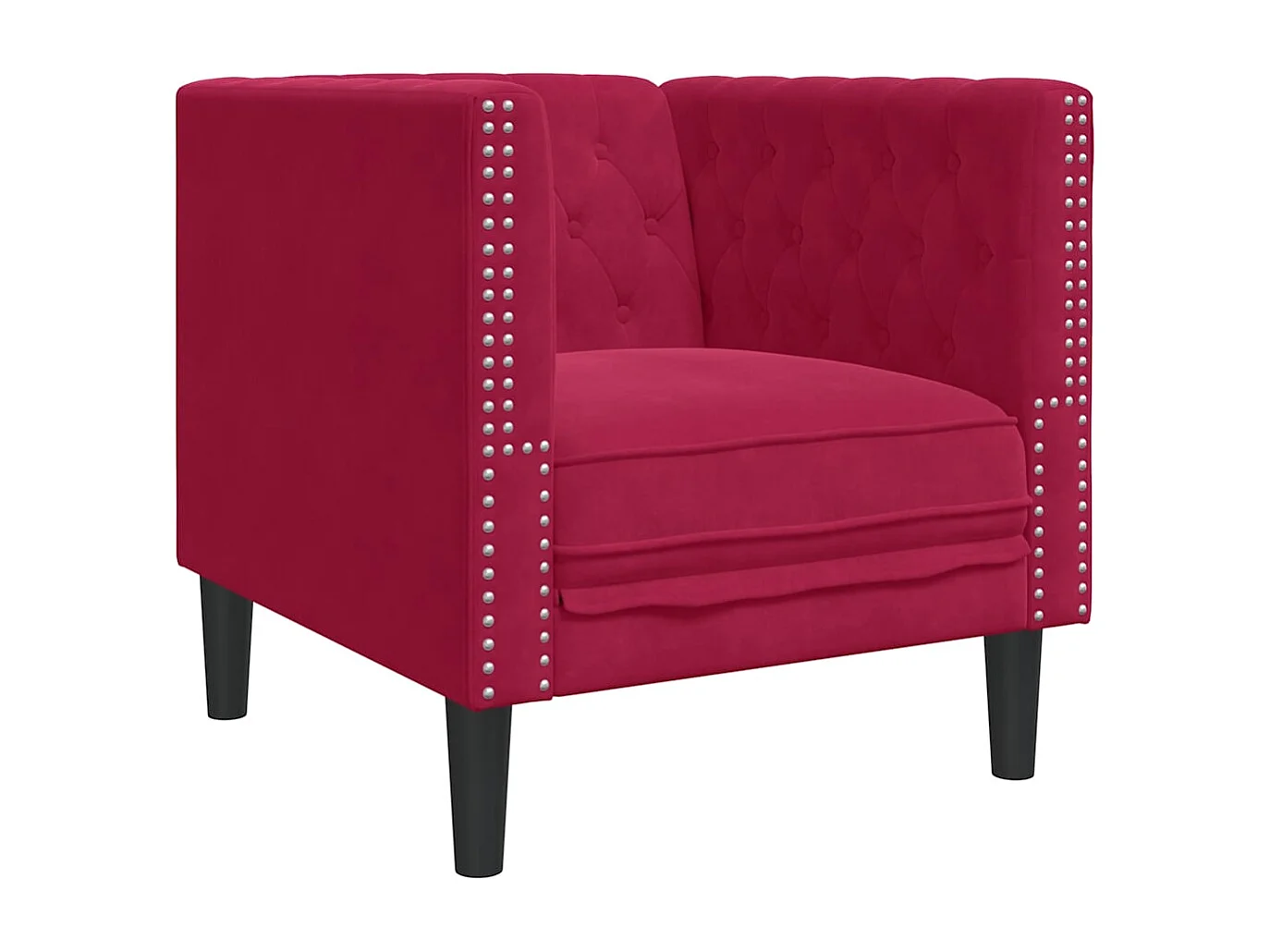 Fauteuil Chesterfield rouge bordeaux velours