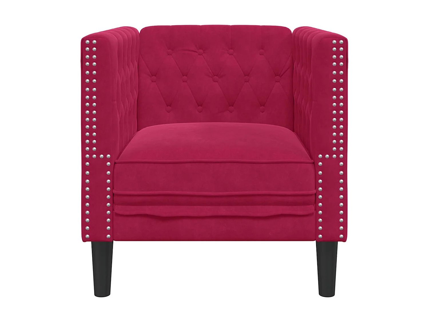 Fauteuil Chesterfield rouge bordeaux velours