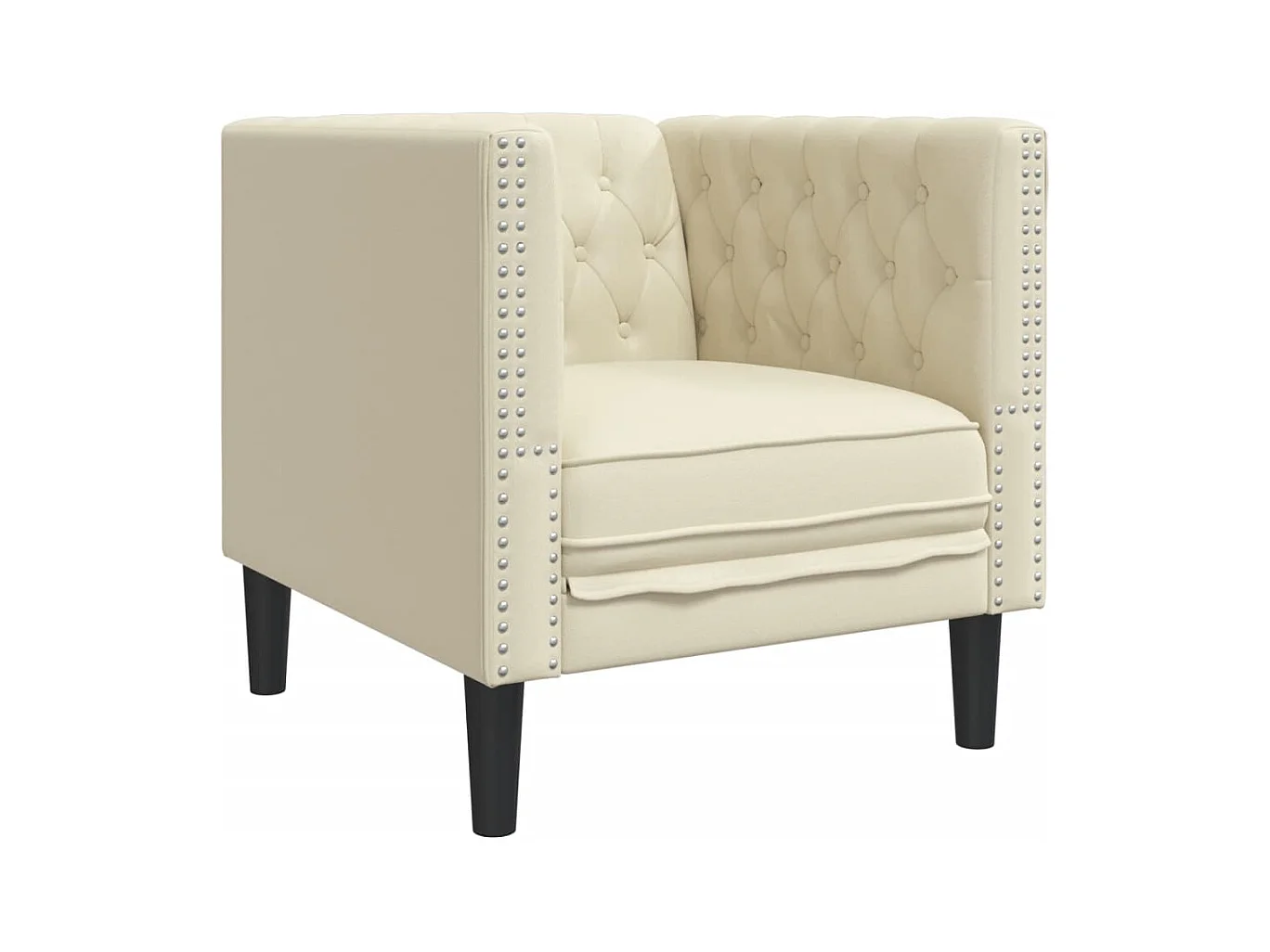 Fauteuil Chesterfield-stijl kunstleer crèmekleurig