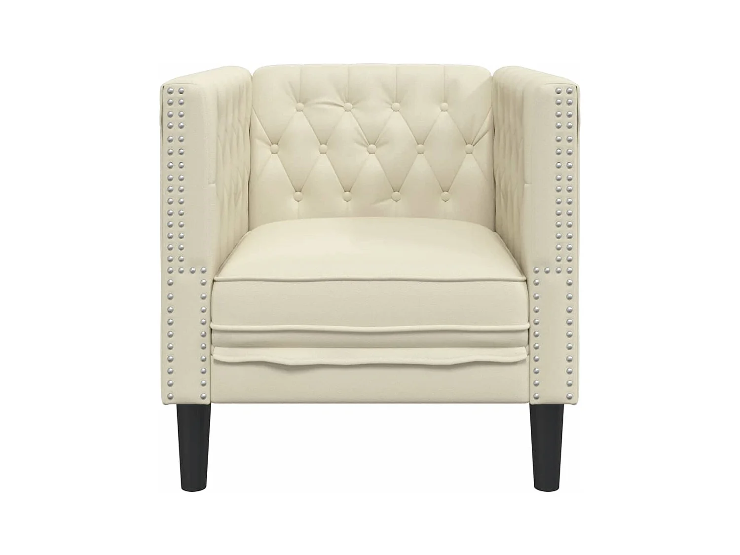 Fauteuil Chesterfield-stijl kunstleer crèmekleurig