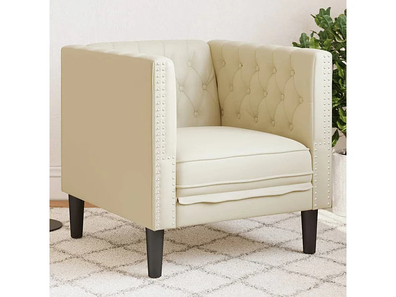 Poltrona Chesterfield Crema in Ecopelle