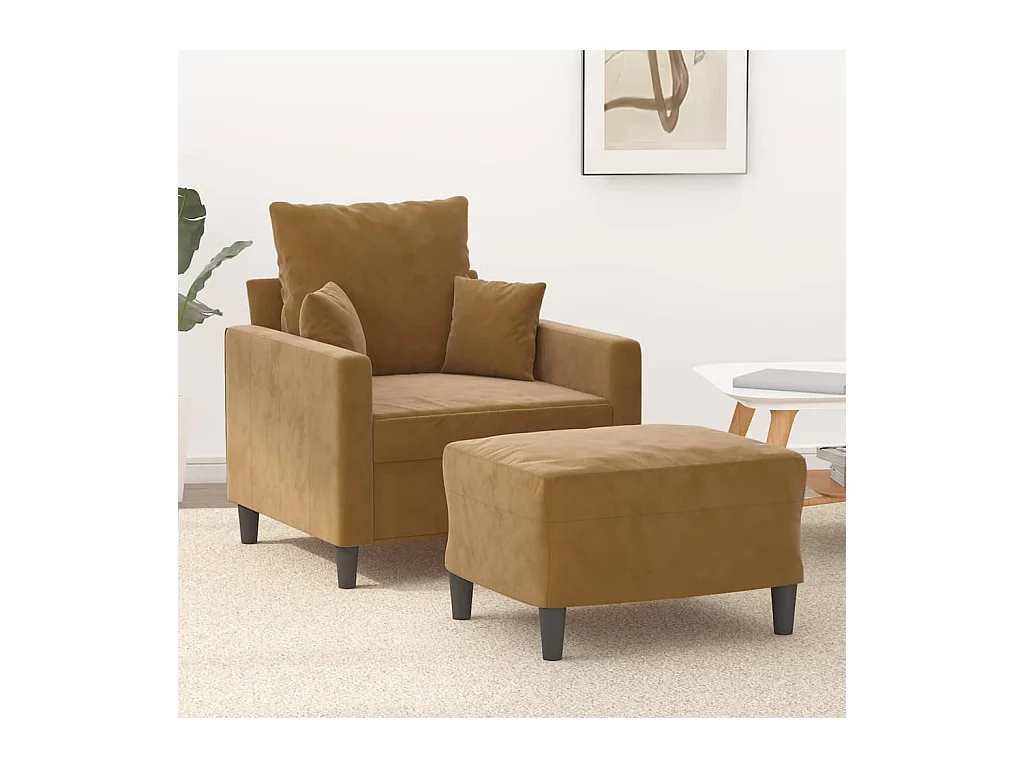 Sessel mit Hocker Braun 60 cm Samt