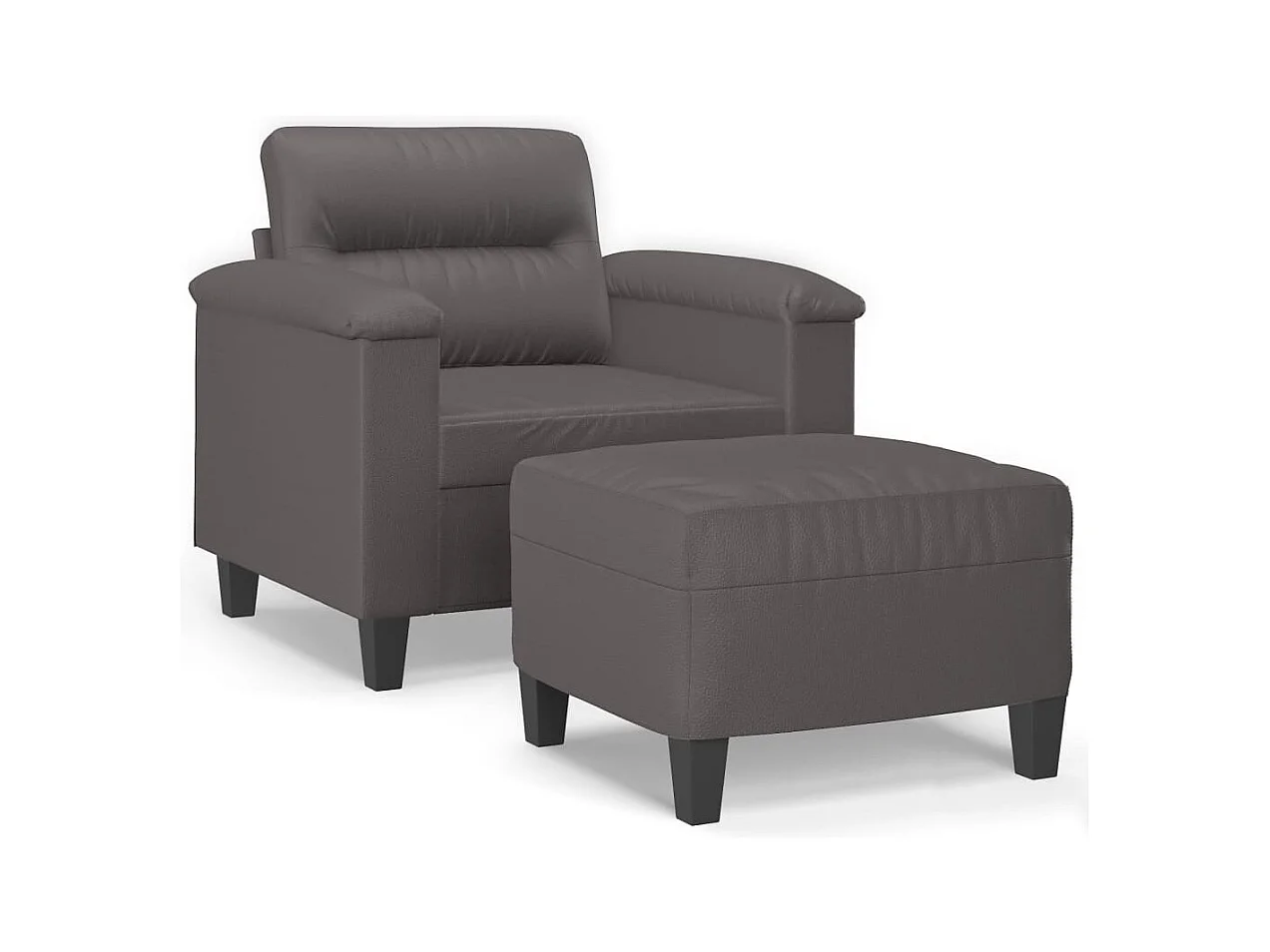 Fauteuil avec repose-pied Gris 60 cm Similicuir