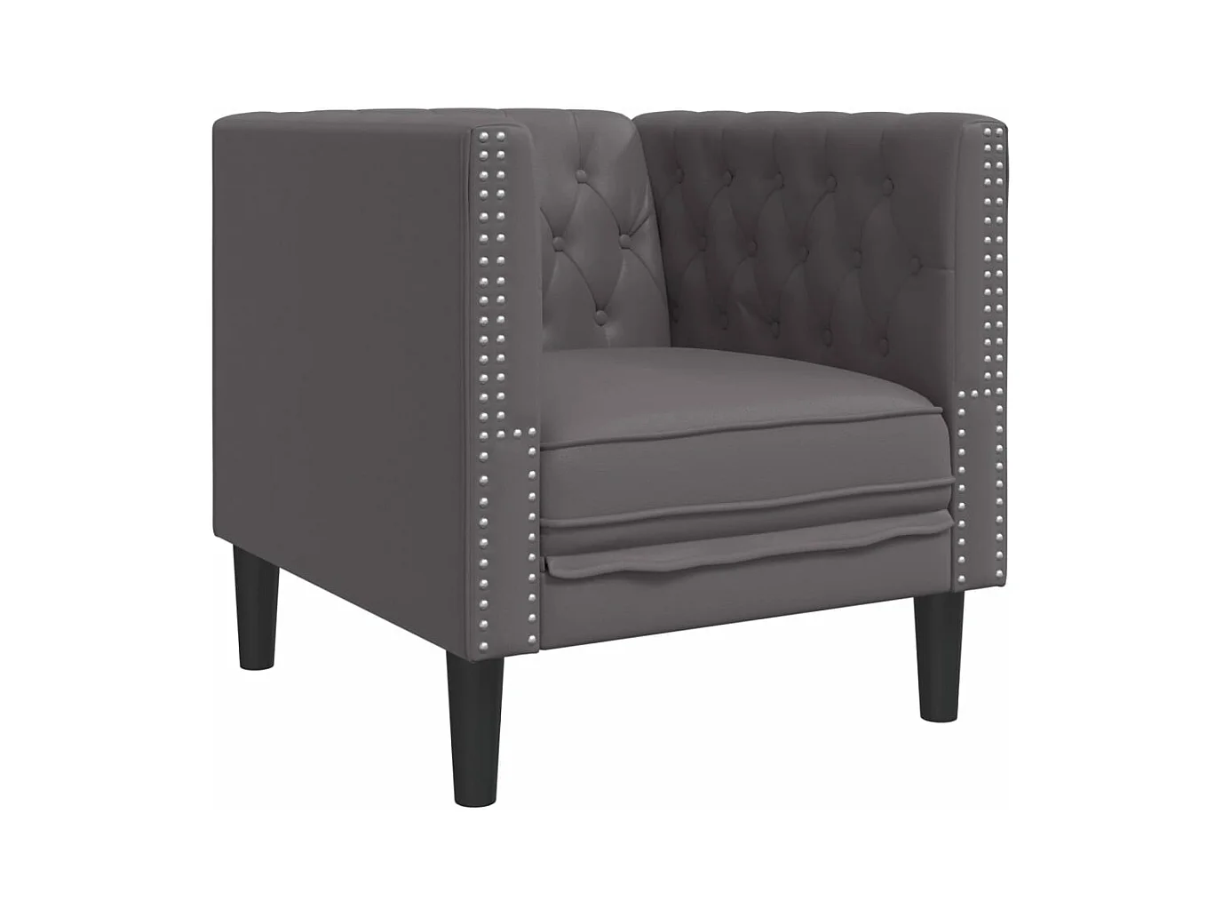 Fauteuil Chesterfield gris similicuir