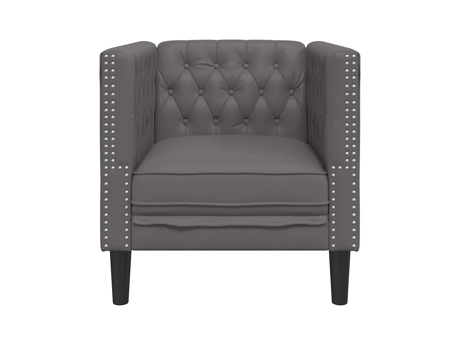 Fauteuil Chesterfield gris similicuir