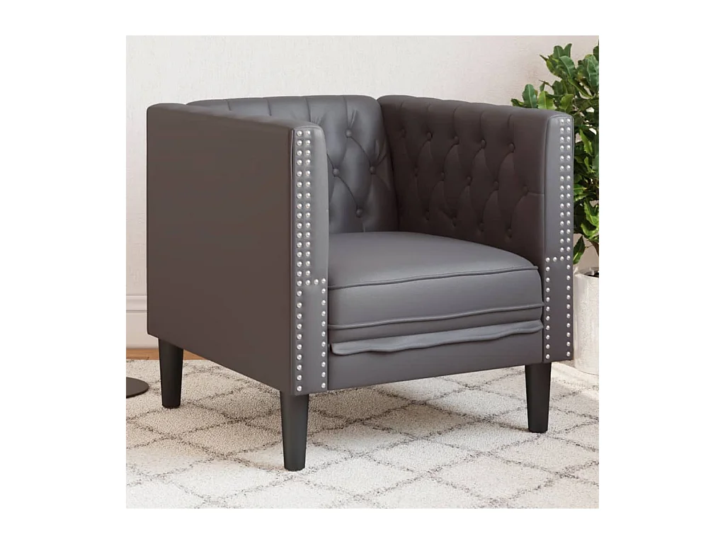 Chesterfield-Sessel Grau Kunstleder