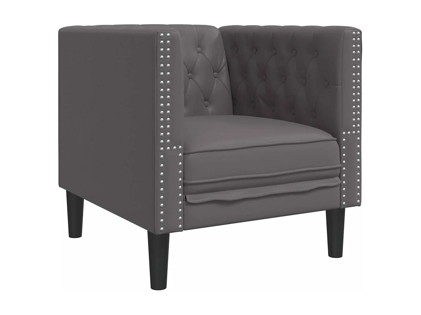 Fauteuil Chesterfield gris similicuir