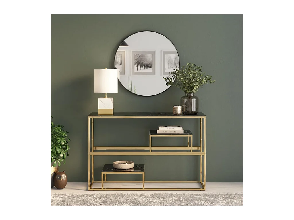 Konsolentisch Golden Edelstahl und Hartglas