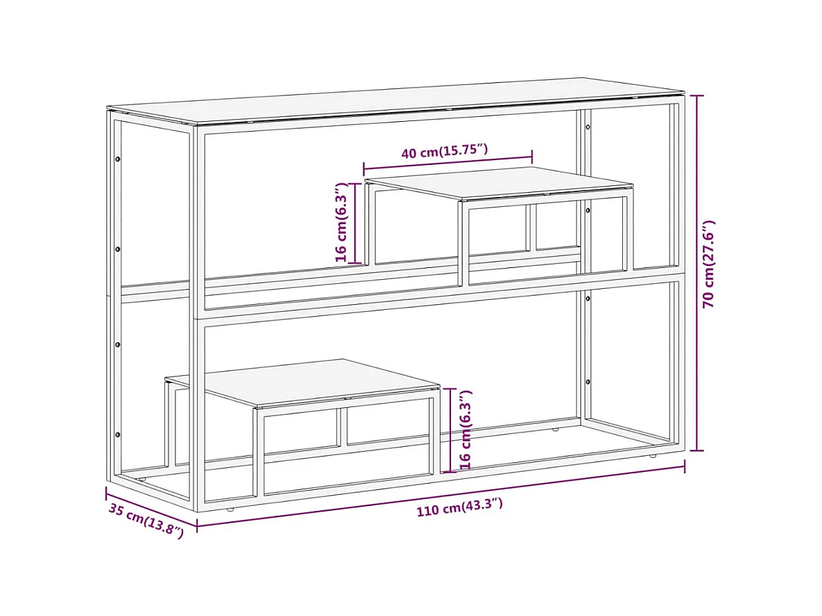 Konsolentisch Golden Edelstahl und Hartglas