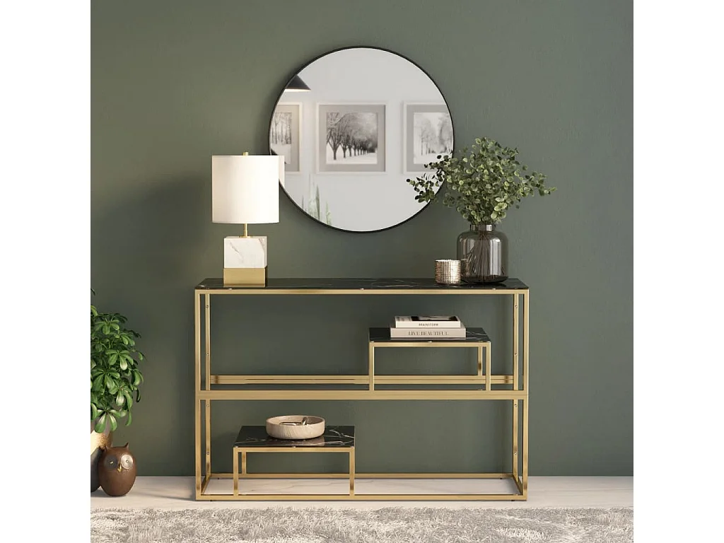 Konsolentisch Golden Edelstahl und Hartglas