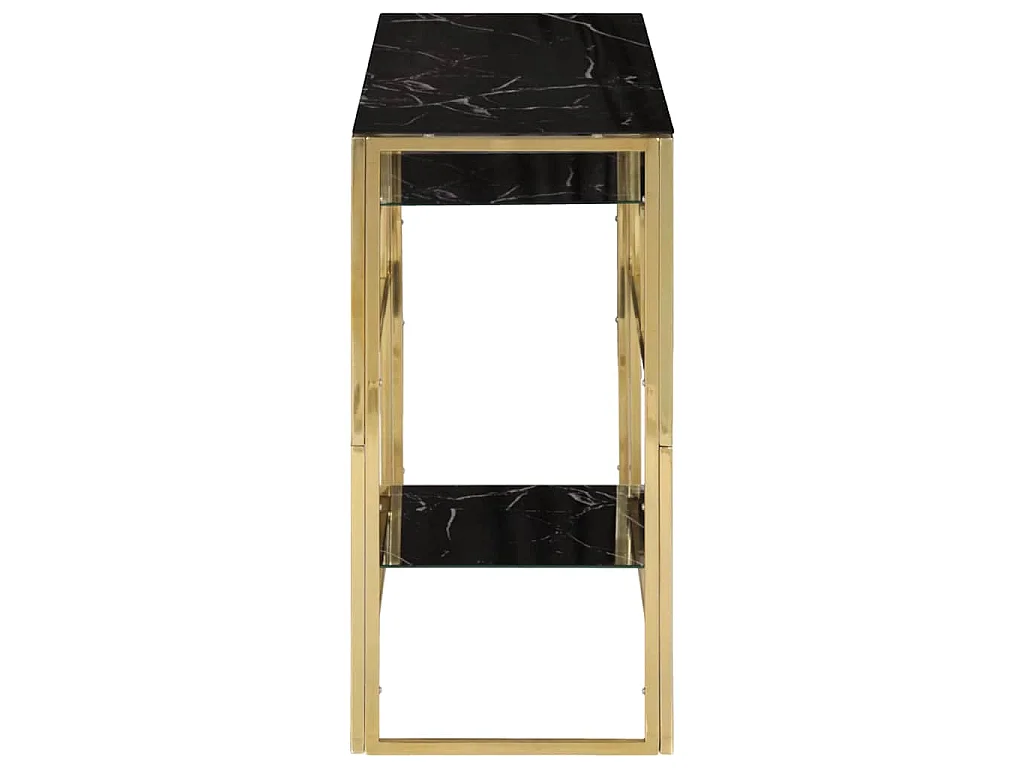 Table console doré acier inoxydable et verre trempé