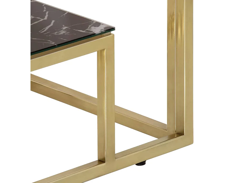 Table console doré acier inoxydable et verre trempé