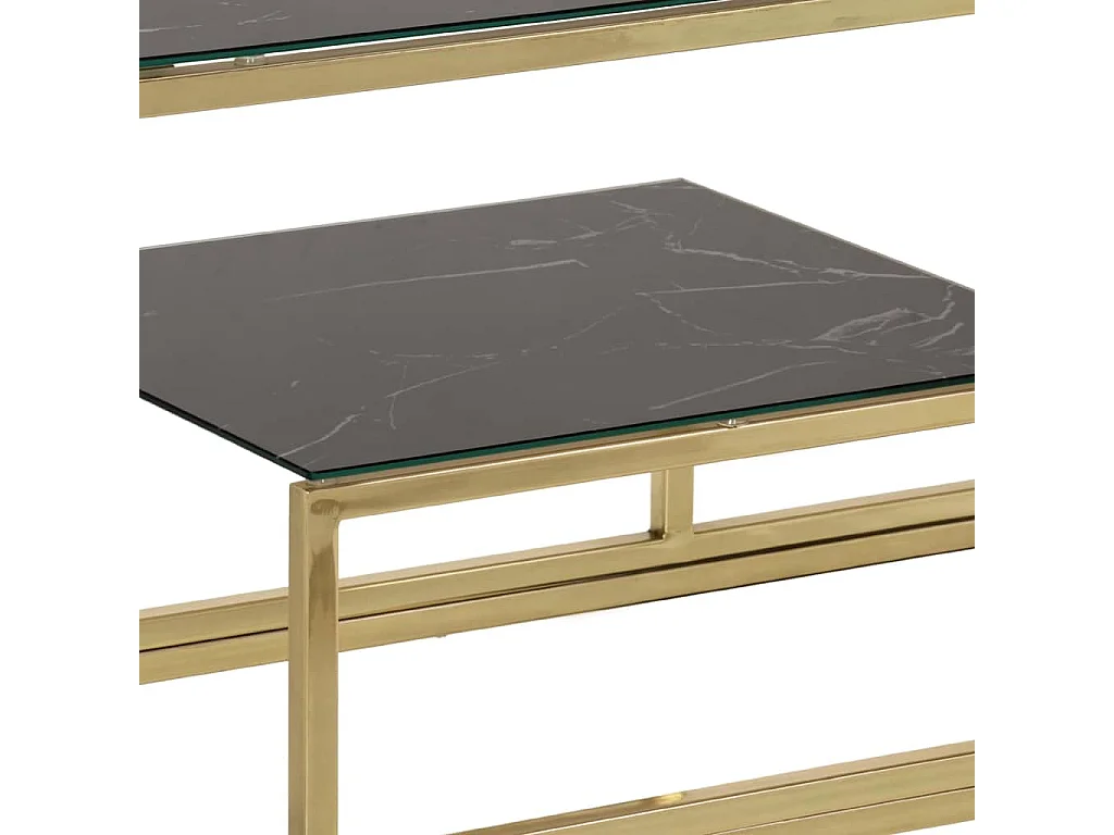 Table console doré acier inoxydable et verre trempé