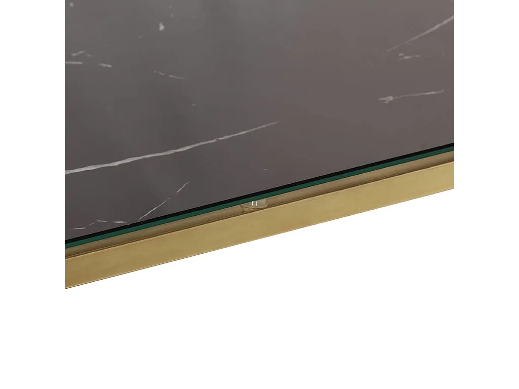 Table console doré acier inoxydable et verre trempé
