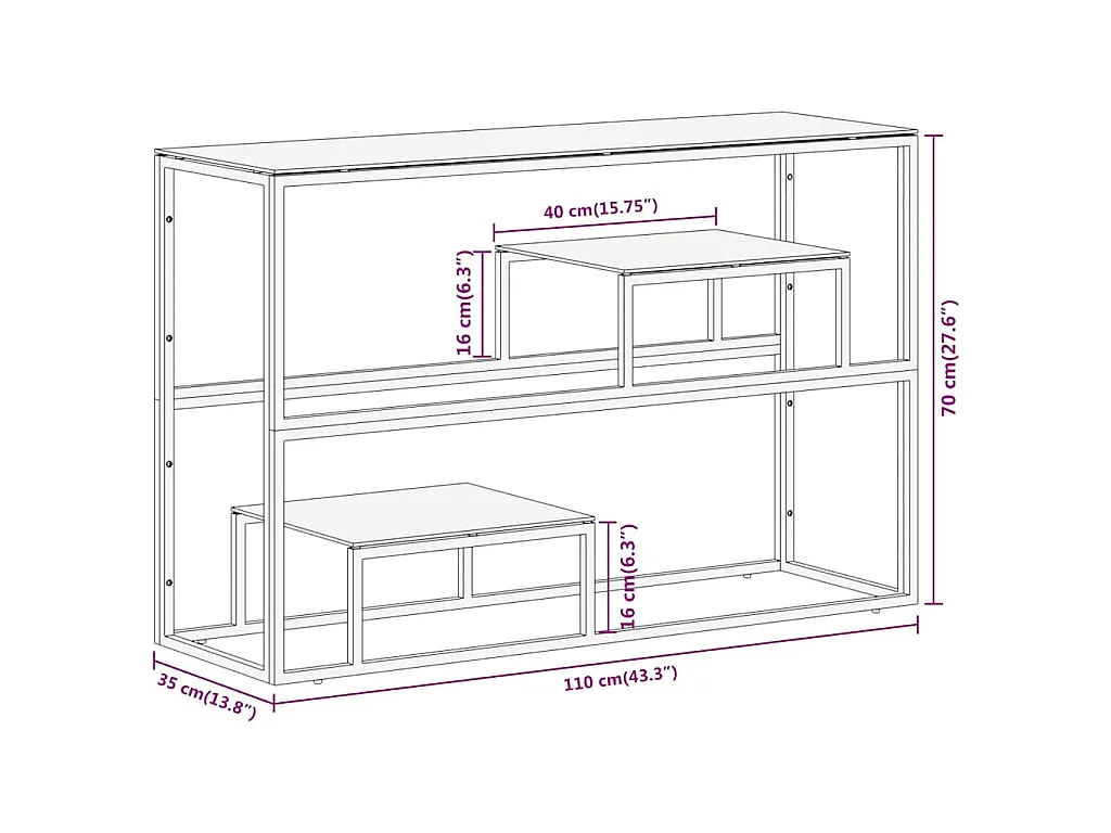 Table console doré acier inoxydable et verre trempé
