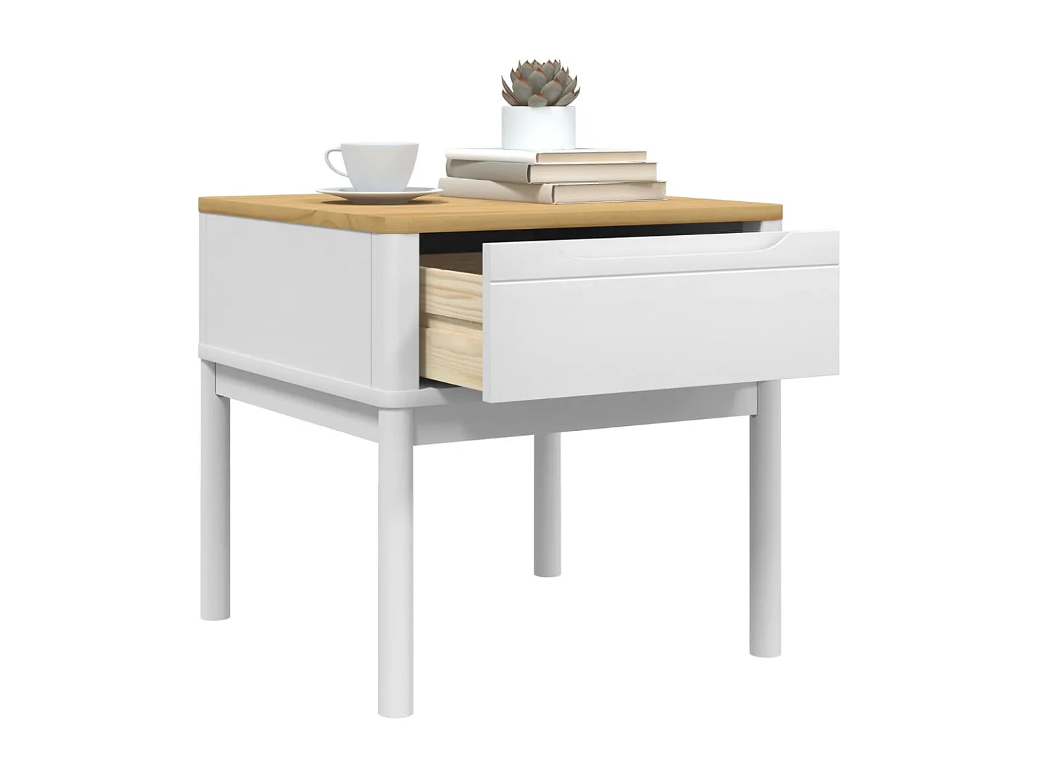 Lamptafel FLORO 55x55x54 cm massief grenenhout wit