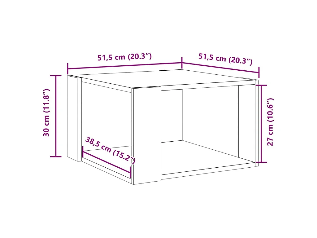 Couchtisch Schwarz 51,5x51,5x30 cm Holzwerkstoff