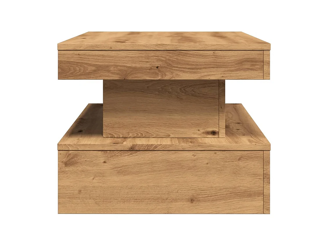 Table basse avec lumières LED chêne artisanal 90x50x40 cm