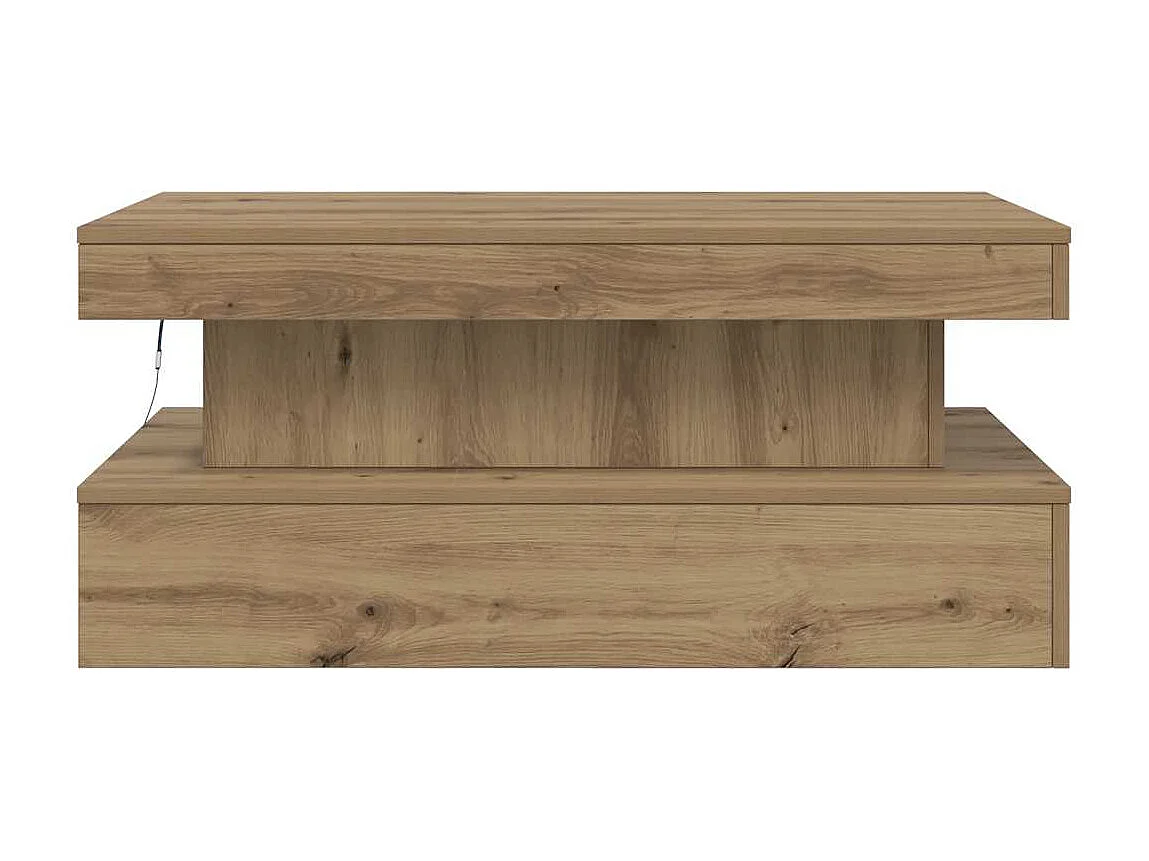 Table basse avec lumières LED chêne artisanal 90x50x40 cm
