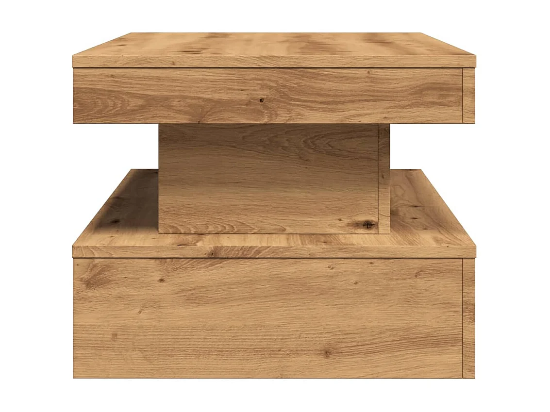 Table basse avec lumières LED chêne artisanal 90x50x40 cm