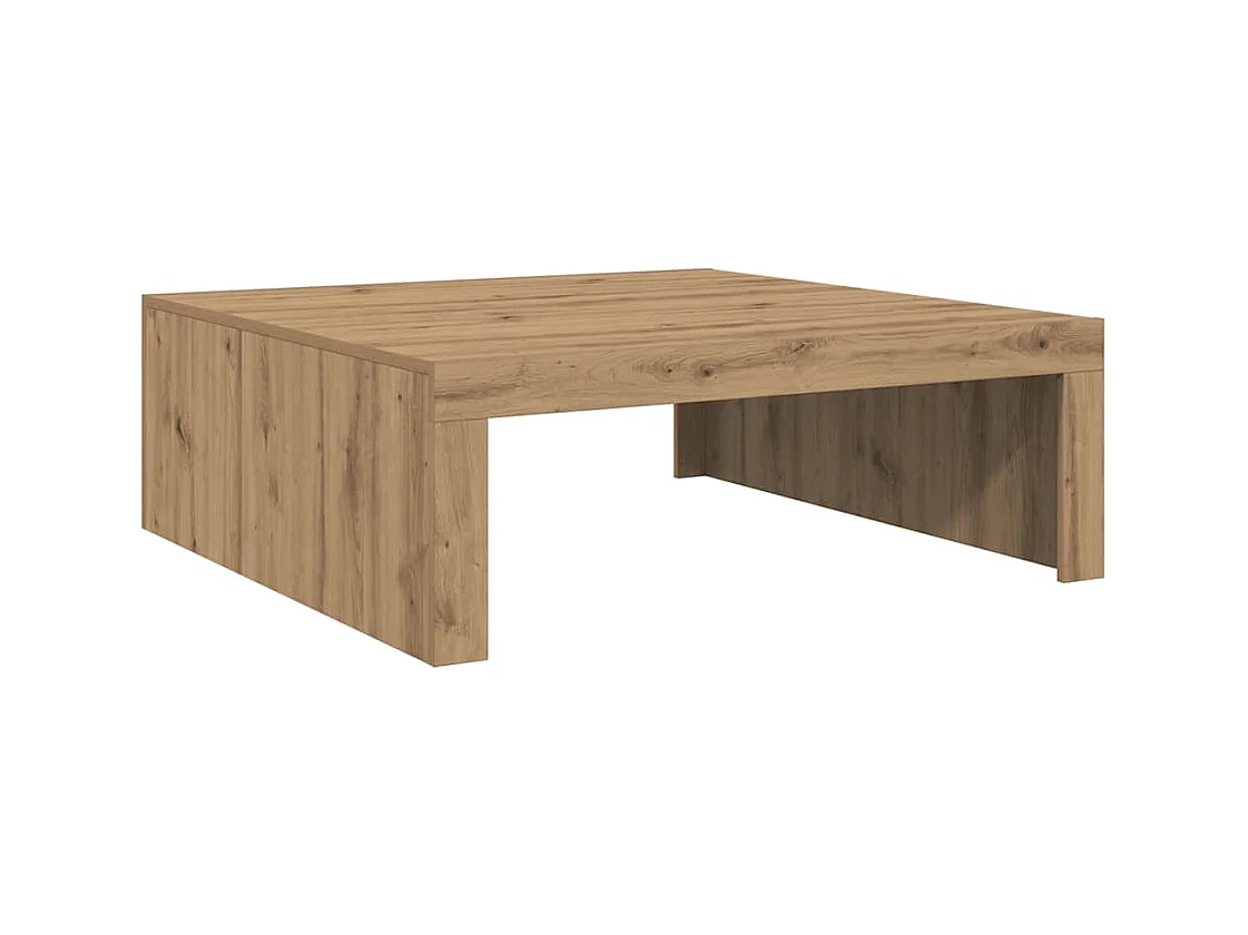 Table basse chêne artisanal 100x100x35 cm bois d'ingénierie