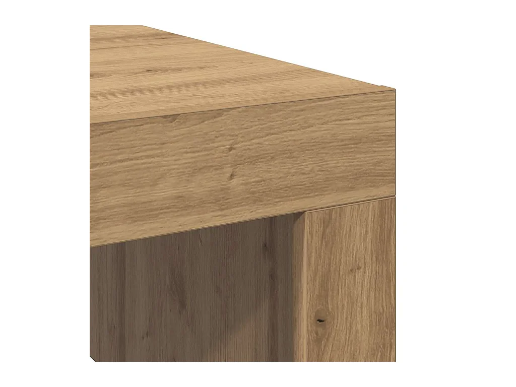 Table basse chêne artisanal 100x100x35 cm bois d'ingénierie